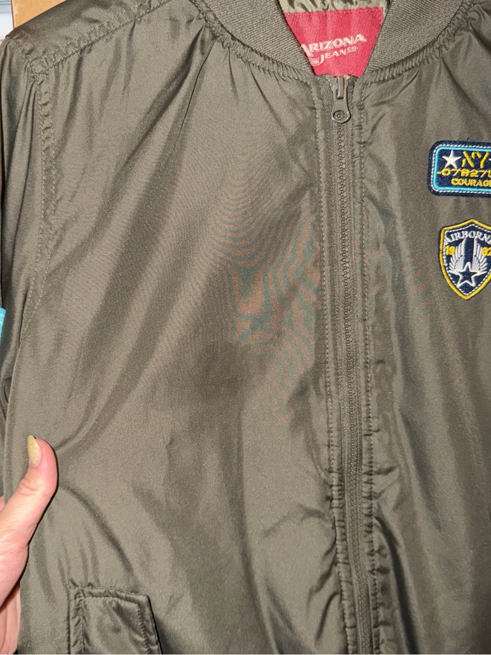 Boys' Olive Green Bomber Jacket with Patches - Picture 9 of 11